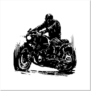 abstract stencil art biker and motorcycle Posters and Art